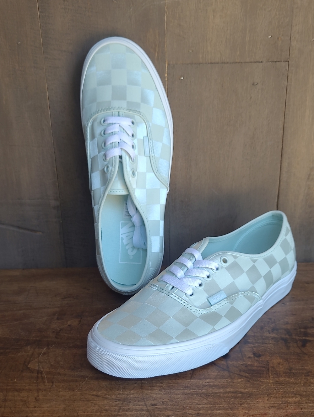 NWB Vans Off the Wall Shoes Women's sz 10/Men's sz 8.5 "SPA" Satin Checkerboard